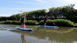 Paddleboard lessons and SUP Bike Run training on Chichester Canal